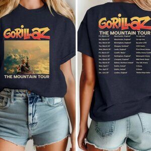 Virtual Band Moutain Tour T-shirt - Concert Dates Graphic Tee Navy